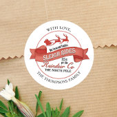 Retro Rendier Kerst Rood Maatwerk Ronde Sticker