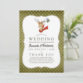 Retro Rendier Kerstbruiloft Programma Programmakaart (Staand voorkant)