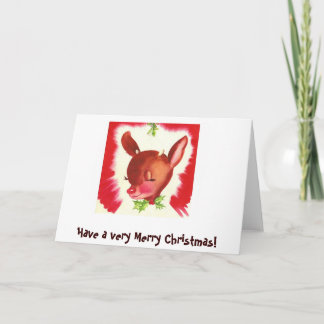 Retro rendier kerstkaart feestdagen kaart