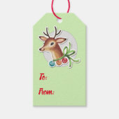 Retro Rendier Kerstmis Cadeaulabel (Voorkant)