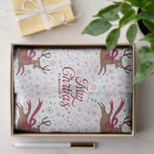 Retro Rendier met Atoom Sneeuwvlokken Persoonlijk Tissuepapier (Geschenk)