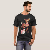 Retro  Rendier Roze Kerst Baby Deer Co T-shirt (Voorkant volledig)