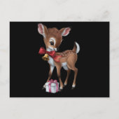 Retro  rendier Roze Kerst Baby Herten Feestdagenkaart (Voorkant)