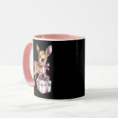 Retro  rendier Roze Kerst Baby Herten Mok (Voorkant links)