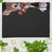 Retro rendier Roze Kerst Baby Herten Theedoek (Gevouwen)