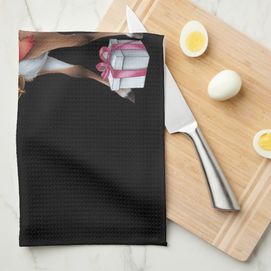 Retro  rendier Roze Kerst Baby Herten Theedoek (Quarter Fold)