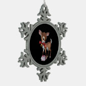 Retro  rendier Roze Kerst Baby Herten Tin Sneeuwvlok Ornament (Links)