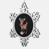 Retro  rendier Roze Kerst Baby Herten Tin Sneeuwvlok Ornament (Rechts)