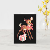 Retro rendier roze kersttas kaart (Gele Bloem)