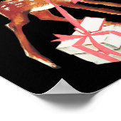 Retro  rendier roze kersttas poster (Hoek)