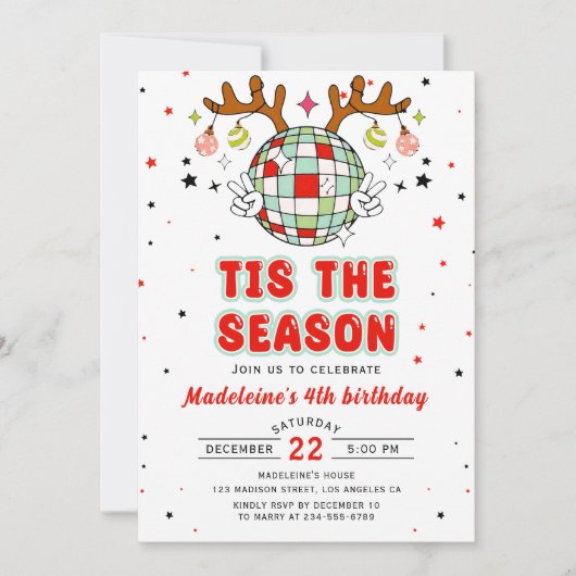 Retro rendieren Kerstfeest Kaart (Voorkant)