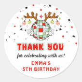 Retro rendieren Kerstfeest Ronde Sticker (Voorkant)