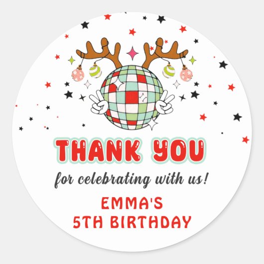 Retro rendieren Kerstfeest Ronde Sticker (Voorkant)