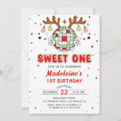 Retro rendieren Kerstmis Verjaardagsfeestje Sweet Kaart (Voorkant)