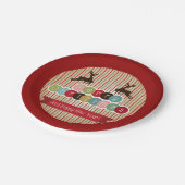 Retro rendieren Vrolijk Kerstfeest Gelukkig Nieuwj Papieren Bordje (Gekanteld)