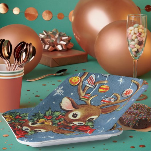 Retro  rendierfeest bord (Multi)