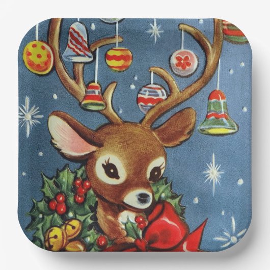 Retro rendierfeest bord (Voorkant)