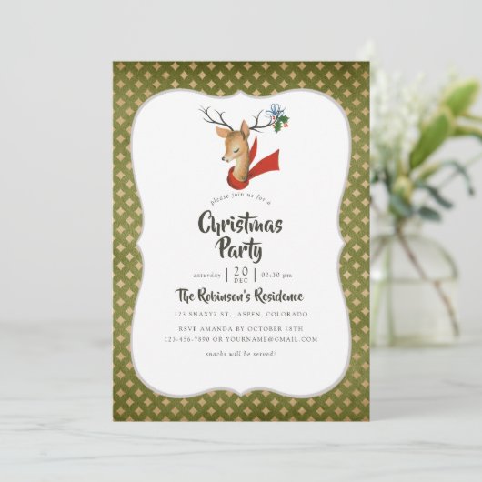 Retro rendierfeest kaart (Staand voorkant)