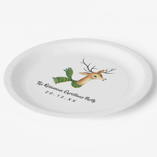 Retro rendierfeest papieren bordje (Gekanteld)