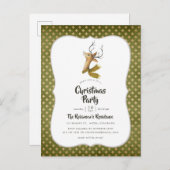 Retro rendierfeest uitnodiging briefkaart (Voorkant / Achterkant)