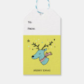 Retro rendiergrafisch Merry Xmas Cadeaulabel (Voorkant)