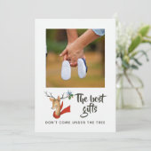 Retro  rendierkerst Baby verwacht Aankondiging (Staand voorkant)