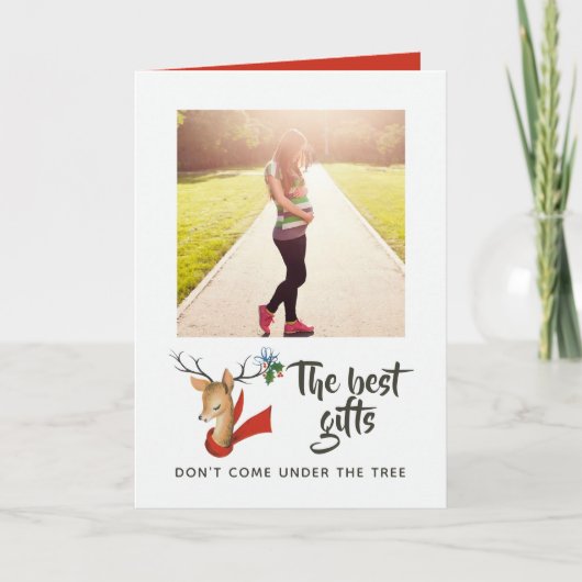 Retro  rendierkerst Baby verwacht Aankondiging (Voorkant)