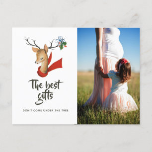 Retro  rendierkerst Baby verwacht Aankondigingskaart