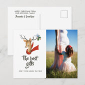 Retro  rendierkerst Baby verwacht Aankondigingskaart (Voorkant / Achterkant)