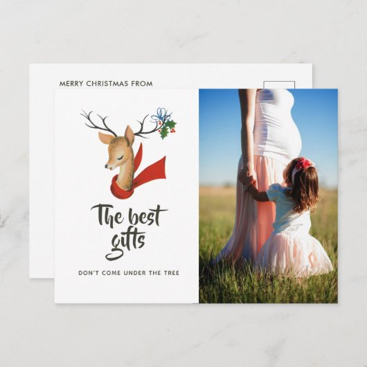 Retro  rendierkerst Baby verwacht Aankondigingskaart (Voorkant / Achterkant)