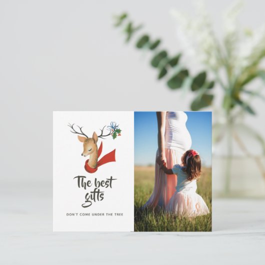 Retro  rendierkerst Baby verwacht Aankondigingskaart (Staand voorkant)