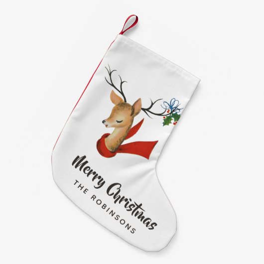 Retro rendierkerst kleine kerstsok (Voorkant (Hangend))