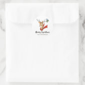 Retro  rendierkerst ronde sticker (Tas)