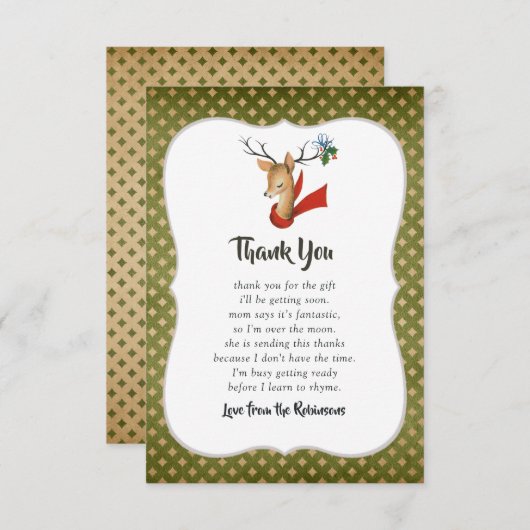 Retro  rendierkerstBaby shower Bedankkaart (Voorkant / Achterkant)