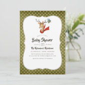 Retro rendierkerstBaby shower Kaart (Staand voorkant)