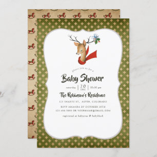 Retro  rendierkerstBaby shower Kaart