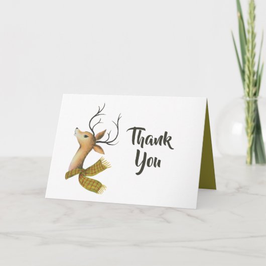 Retro rendierkerstbruiloft bedankkaart (Voorkant)