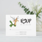 Retro rendierkerstbruiloft RSVP kaartje (Staand voorkant)