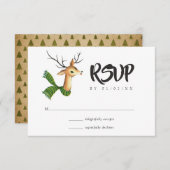 Retro rendierkerstbruiloft RSVP kaartje (Voorkant / Achterkant)