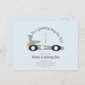 Retro Rennende Auto's Maan Sterren Eerste Verjaard Briefkaart (Voorkant / Achterkant)