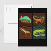 Retro Reptielen Hagedis Kameleon Iguana Briefkaart (Voorkant / Achterkant)