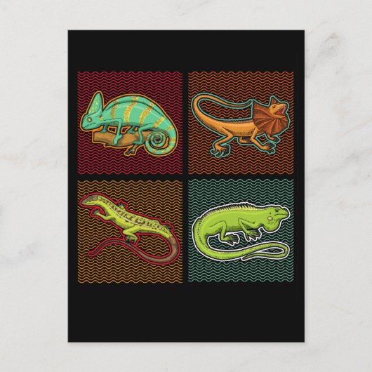 Retro Reptielen Hagedis Kameleon Leguaan Briefkaart (Voorkant)