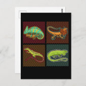 Retro Reptiles Lizard Chameleon Iguana Briefkaart (Voorkant / Achterkant)