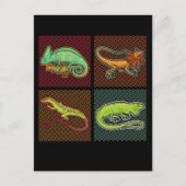 Retro Reptiles Lizard Chameleon Iguana Briefkaart (Voorkant)