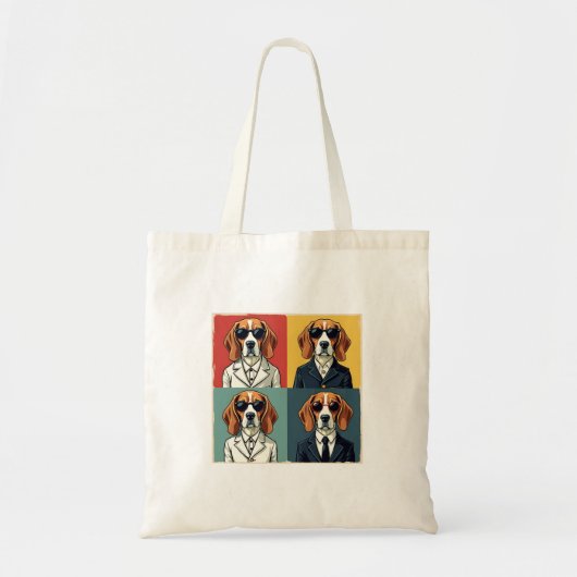 Retro Rerto Beagle Hond 70s Stijl Zonnebril Tote Bag (Voorkant)