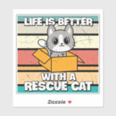 Retro Rescue Cat Vinyl Sticker (Vel)