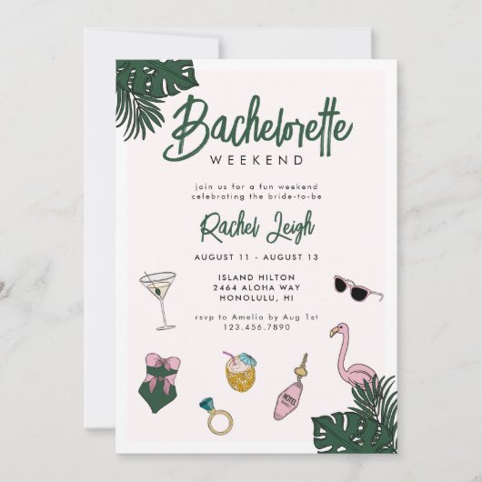 Retro Resort Bachelorette Weekend Kaart (Voorkant)