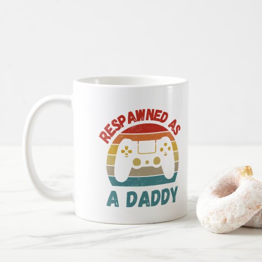 Retro Respawned als een Daddy Gamer New Dad Gamer Koffiemok (Met donut)