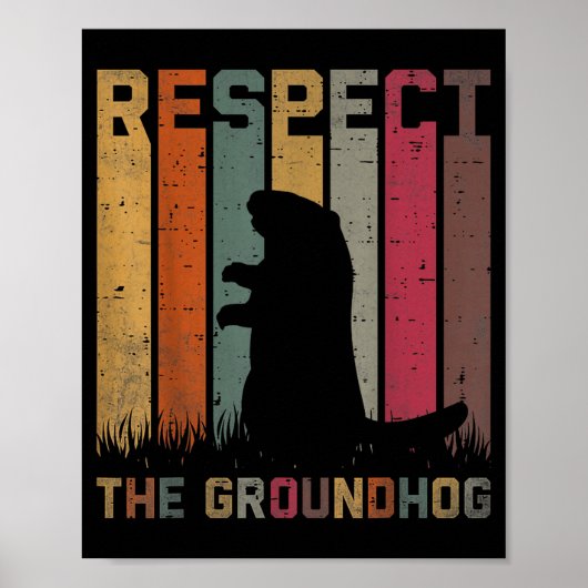 Retro Respect De Bosmarmot Woodchuck Dier Grond Poster (Voorkant)