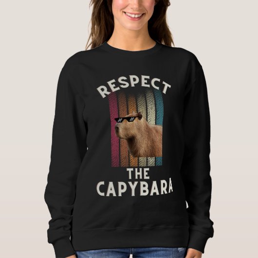 Retro  Respect The Capybara Rodent Animal Joke Pul Trui (Voorkant)